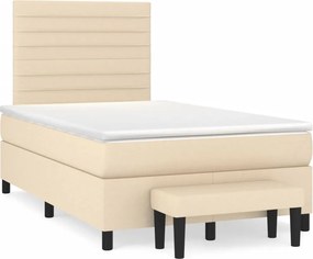 vidaXL Κρεβάτι Boxspring με Στρώμα Κρεμ 120x190 εκ. Υφασμάτινο