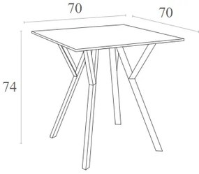 MAX ΤΡΑΠΕΖΙ 70Χ70Χ74ΕΚ. WHITE LAMINATE 12MM