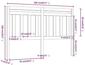 vidaXL Κεφαλάρι Κρεβατιού Γκρι 166 x 4 x 100 εκ. από Μασίφ Ξύλο Πεύκου