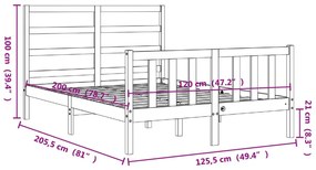 Πλαίσιο Κρεβατιού με Κεφαλάρι Λευκό 120x200 εκ. Μασίφ Ξύλο - Λευκό