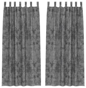 vidaXL Κουρτίνα με κουρτίνες 2 pcs Γκρι 225 x 140 εκ. Βελούδο
