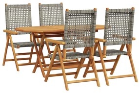 vidaXL Σέτ φαγητού για κήπο 5 pcs Γκρι Στερεό Ξύλο Ακακίας