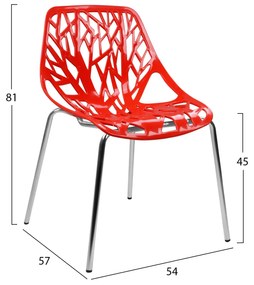 Καρέκλα ELSA Πολυπροπυλενίου Κόκκινη 54x57x81 εκ. 4αδα 54x57x81 εκ.