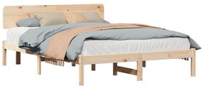 vidaXL Σκελετός Κρεβατιού Φυσικό 150 x 200 cm Μασίφ ξύλο πεύκου