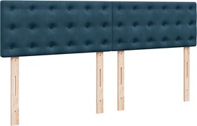 vidaXL Κρεβάτι Boxspring με Στρώμα Μπλε 200x200 εκ. Βελούδινο