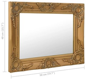 Καθρέφτης Τοίχου με Μπαρόκ Στιλ Χρυσός 50 x 40 εκ. - Χρυσό