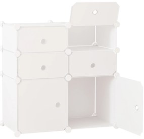 HOMCOM Ντουλάπι παπουτσιών, ράφι με κουτιά αποθήκευσης, ντουλάπα, πλαστικό, ατσάλι, λευκό, 75 x 37 x 73 εκ.