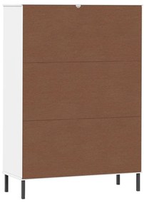 Βιβλιοθήκη OSLO Λευκή 90x35x128,5 εκ. Μασίφ Ξύλο με Μετ. Πόδια - Λευκό