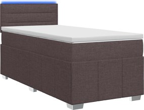 vidaXL Κρεβάτι box spring με στρώμα Σκούρο Καφέ 90 x 200 cm Ύφασμα