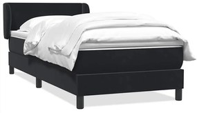 vidaXL Κρεβάτι Boxspring με Στρώμα Μαύρο 90x220 εκ. Βελούδινο