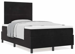 vidaXL Κρεβάτι με ελατήρια με στρώμα Μαύρο 120 x 200 cm Βελούδο