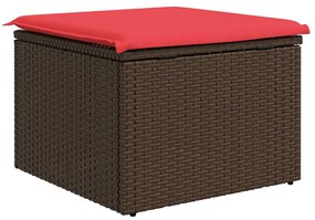vidaXL Σκαμπό Κήπου με Μαξιλάρι Καφέ 55x55x37 εκ. από Συνθετικό Ρατάν