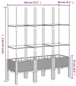 Ζαρντινιέρα Κήπου με Καφασωτό Λευκή 120x40x142,5 εκ. από PP - Λευκό