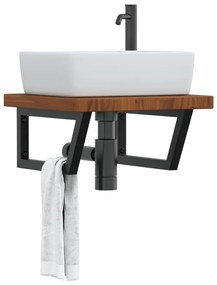 Ράφι Νιπτήρα Τοίχου από Ατσάλι / Μασίφ Ξύλο Δρυός