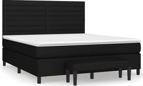 vidaXL Κρεβάτι Boxspring με Στρώμα Μαύρο 180x200 εκ. Υφασμάτινο