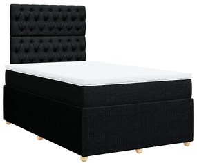 vidaXL Κρεβάτι Boxspring με Στρώμα Μαύρο 120x190 εκ. Υφασμάτινο