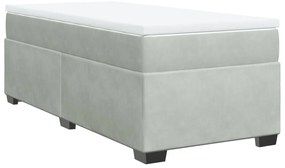vidaXL Κρεβάτι Boxspring με Στρώμα Ανοιχτό Γκρι 90x200 εκ. Βελούδινο