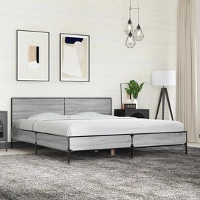 vidaXL Πλαίσιο Κρεβατιού Γκρι Sonoma 180x200 εκ. Επεξ. Ξύλο &amp; Μέταλλο
