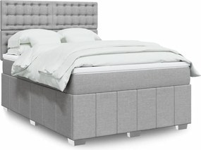 vidaXL Κρεβάτι Boxspring με Στρώμα Ανοιχτό Γκρι 140x190 εκ. Υφασμάτινο