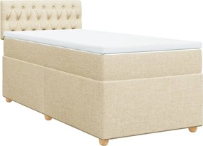 vidaXL Κρεβάτι Boxspring με Στρώμα Κρεμ 100 x 200 εκ. Υφασμάτινο