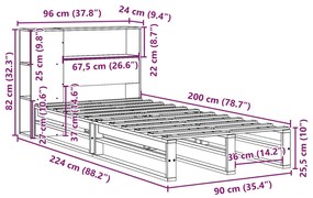 ΚΡΕΒΑΤΙ ΒΙΒΛΙΟΘΗΚΗ ΧΩΡΙΣ ΣΤΡΩΜΑ ΚΑΦΕ 90X200 ΕΚ ΜΑΣΙΦ ΠΕΥΚΟ 3323901