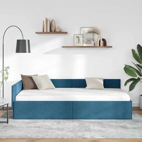 vidaXL Κρεβάτι Γωνίας Μπλε 80 x 200 cm Βελούδο και Εργοστασιακό ξύλο