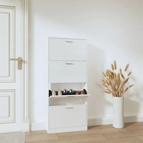 vidaXL Παπουτσοθήκη Γυαλιστερό Λευκό 59x17x150 εκ. Επεξεργασμένο Ξύλο