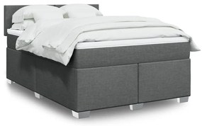 vidaXL Κρεβάτι Boxspring με Στρώμα Σκούρο Γκρι 160x200 εκ Υφασμάτινο