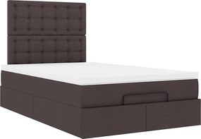 vidaXL Ottoman Κρεβάτι με Στρώμα Σκούρο Καφέ 120x200cm Ύφασμα