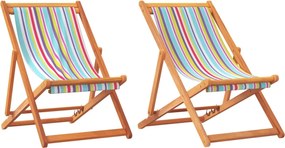 vidaXL Καρέκλες Παραλίας Πτυσσόμενες 2 τεμ. Πολύχρωμο Υφασμάτινες