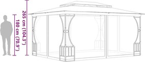 vidaXL Κιόσκι με Δίχτυα Κρεμ 300 x 400 x 265 εκ.