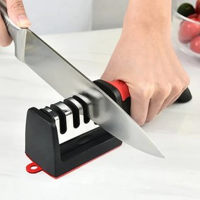 Ακονιστήρι μαχαιριών TOOL-0080, 4 επιπέδων, μαύρο &amp; κόκκινο