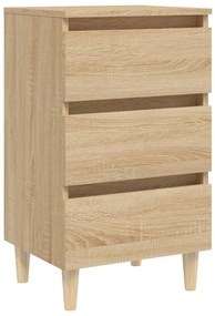 vidaXL Κομοδίνο Sonoma Δρυς 40 x 35 x 69 εκ. με Μασίφ Ξύλινα Πόδια