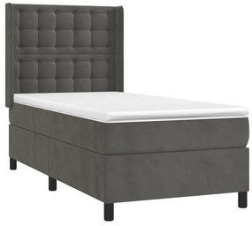 ΚΡΕΒΑΤΙ BOXSPRING ΜΕ ΣΤΡΩΜΑ ΣΚΟΥΡΟ ΓΚΡΙ 90X190 ΕΚ. ΒΕΛΟΥΔΙΝΟ 3132892