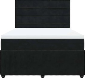 vidaXL Κρεβάτι Boxspring με Στρώμα Μαύρο 160x200 εκ. Βελούδινο