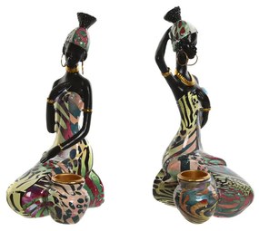 Διακοσμητική Φιγούρα Home ESPRIT Πολύχρωμο Αφρικάνα 9 x 7 x 16,5 cm (x2)