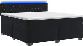 vidaXL Κρεβάτι Box Spring με Στρώμα και LED Μαύρο 140 x 200 cm Βελούδο