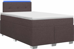vidaXL Κρεβάτι Box Spring με Στρώμα και LED Σκούρο Καφέ 120 x 190 cm