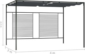 vidaXL Πέργκολα με Πτυσσόμενη Οροφή Ανθρακί 4 x 3 x 2,3 μ. 180 γρ./μ²