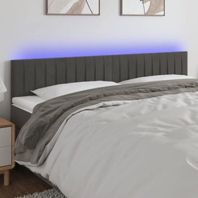 Κεφαλάρι Κρεβατιού LED Σκούρο Γκρι 180x5x78/88 εκ. Βελούδινο 3121911