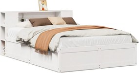 vidaXL Σκελετός Κρεβ. Χωρίς Στρώμα Λευκό 140x190 εκ Μασίφ Πεύκο