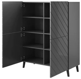 Chest of drawers ABETO mat graphite/ gloss graphite DIOMMI CAMA-ABETO-REGAL-GRA/GRA