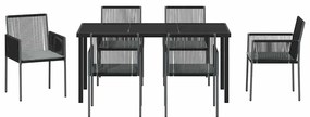 vidaXL Σέτ φαγητού για κήπο 7 pcs Μαύρο Ράτα PE