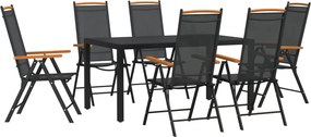 vidaXL Σετ Τραπεζαρίας Κήπου 7 Τεμαχίων Μαύρο από Αλουμίνιο
