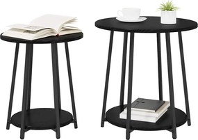 vidaXL Σετ βοηθητικά τραπεζάκια με ράφι 2 pcs Μαύρη Οξυά