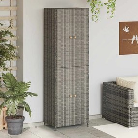 vidaXL Ντουλάπι Αποθήκευσης Κήπου Γκρι 59x40x180 εκ. από Συνθ. Ρατάν
