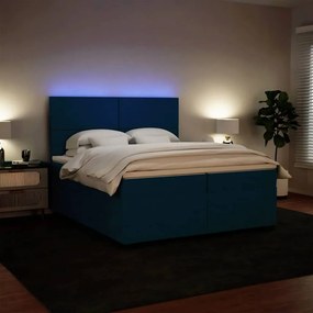 vidaXL Κρεβάτι Boxspring με Στρώμα Μπλε 200x200 εκ. Βελούδινο