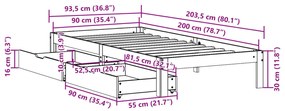 Σκελετός Κρεβ. Χωρίς Συρτάρια Καφέ Κεριού 90x200 εκ. - Καφέ