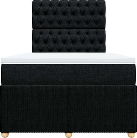 vidaXL Κρεβάτι Boxspring με Στρώμα Μαύρο 120x190 εκ. Υφασμάτινο