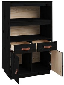vidaXL Ντουλάπι Ψηλό Μαύρο 67x40x108,5 εκ. από Μασίφ Ξύλο Πεύκου